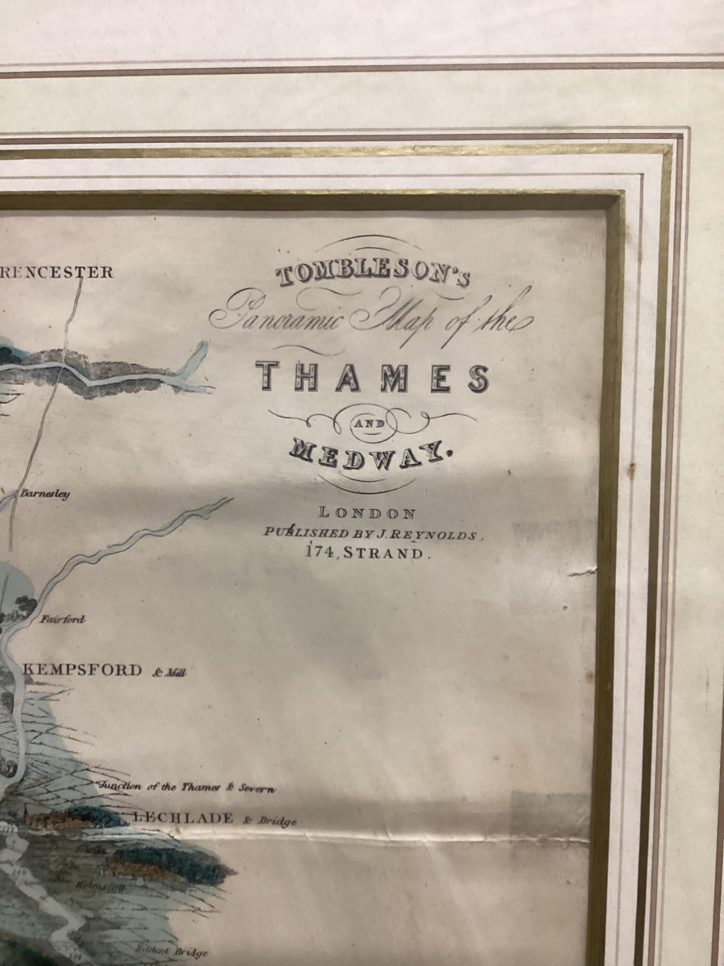 Tombleson's panoramic map, Thames and Medway, framed, width including frame 42cm, height 146cm